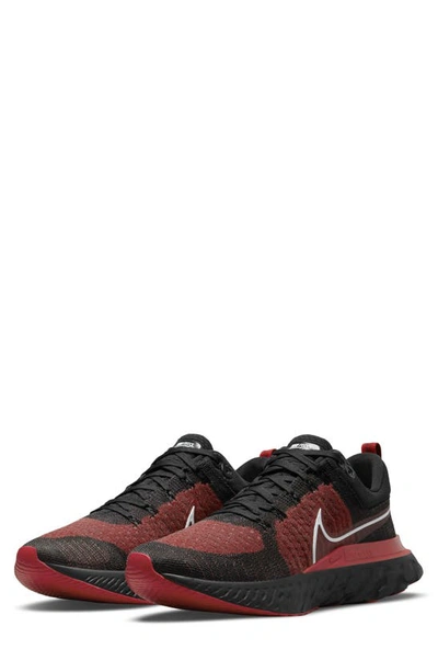 Nike React Infinity Run Flyknit 2 Running Shoe In Black/white/gym Red
