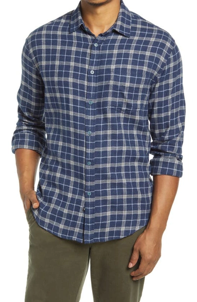 Rails Brushed Lennox Plaid Flannel Button-up Shirt In Indigo Gray