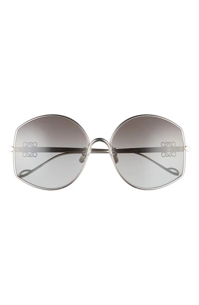 Loewe 60mm Round Sunglasses In Gradient Smoke Lens Shiny Palladium