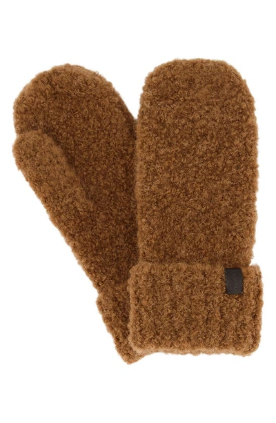 Allsaints Teddy Fleece Mittens In Butterscotch