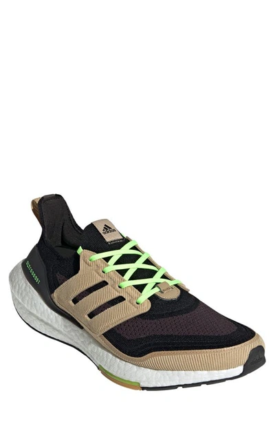 Adidas Originals Ultraboost 21 Running Shoe In Black/ Beige