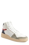 Saint Laurent Sl 24 Mid Top Sneakers In White / Grey / Black