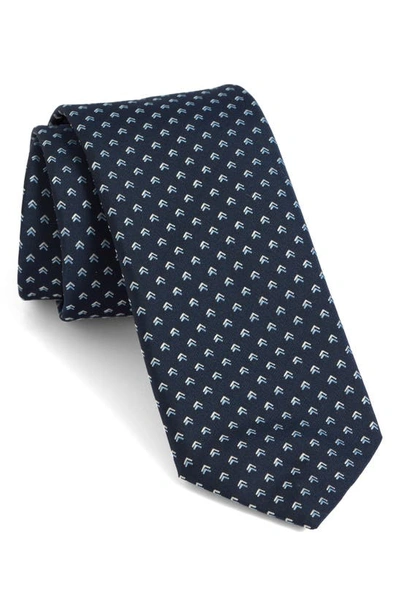 Hugo Boss Patterned Jacquard Tie In Open Blue