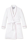 Petite Plume Men's Solid Robe W/ Contrast Piping In White