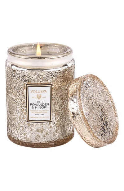 Voluspa Mini Gilt Pomander & Hinoki Glass Jar Candle 5.5 oz/ 156 G 1-wick Candle In Gilt Pom/hinoki