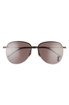 Saint Laurent Monogram Pin 61mm Aviator Sunglasses In Black