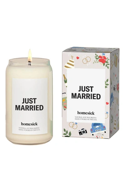 Homesick Just Married Candle In White
