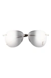 Saint Laurent 61mm Aviator Sunglasses In Silver
