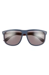 Ray Ban Everglasses 60mm Optical Glasses In Matte Blu On Brown/ Violet