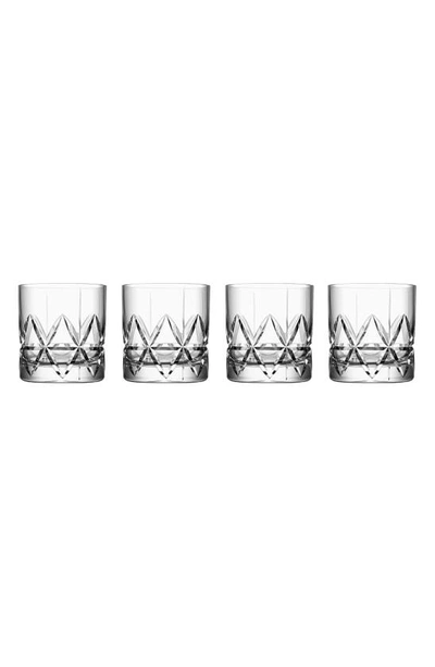 Orrefors Peak Set Of 4 Double Old Fashioned Glasses In Clear