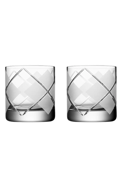 Orrefors Argyle Set Of 2 Double Old Fashioned Glasses In Clear