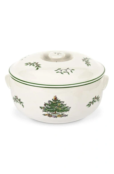 Spode Portmeirion X Ted Baker  Christmas Tree Round Covered Baking Dish In Green