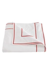 Matouk Ansonia Cotton Percale Duvet Cover In White/ Red