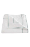 Matouk Ansonia Cotton Percale Duvet Cover In White/ Jade