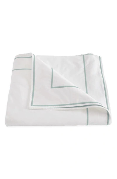 Matouk Ansonia Cotton Percale Duvet Cover In White/ Jade