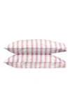 Matouk Attleboro Stripe Print 500 Thread Count Cotton Pillowcases In Pink Coral