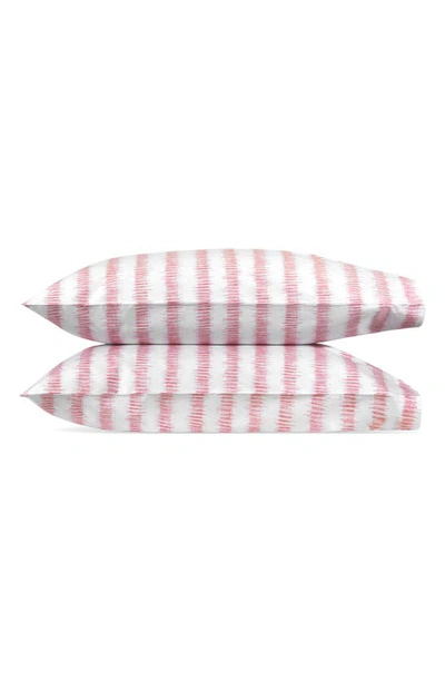 Matouk Attleboro Stripe Print 500 Thread Count Cotton Pillowcases In Pink Coral