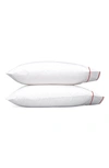 Matouk Set Of 2 Ansonia 500 Thread Count Cotton Percale Pillowcases In White/ Chinese Red