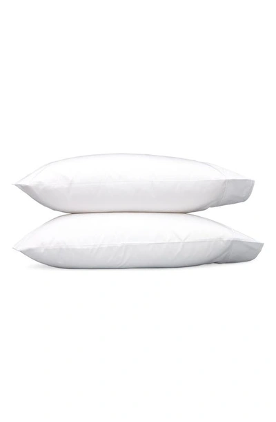 Matouk Set Of 2 Ansonia 500 Thread Count Cotton Percale Pillowcases In White/ White