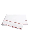 Matouk Ansonia 500 Thread Count Flat Sheet In White/chinese Red