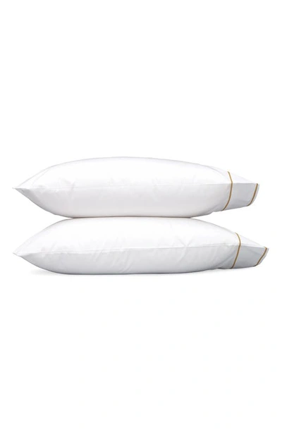 Matouk Set Of 2 Ansonia 500 Thread Count Cotton Percale Pillowcases In Bronze