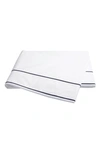 Matouk Essex 350 Thread Count Flat Sheet In White/ Navy