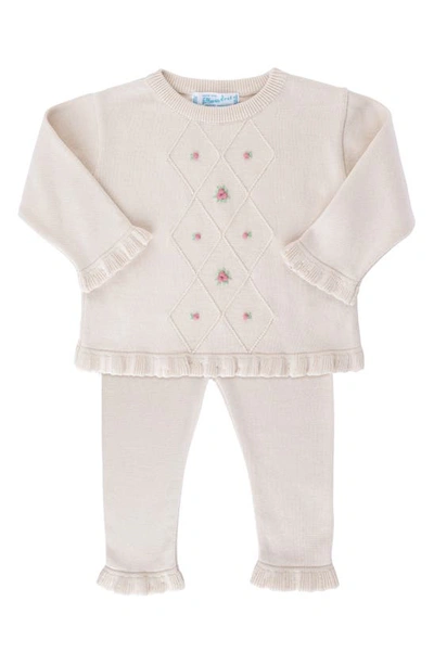 Feltman Brothers Babies' Rosebud Jumper & Trousers Set In Ecru