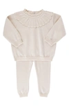 Feltman Brothers Babies' Scallop Collar Sweater & Pants Set In Ecru