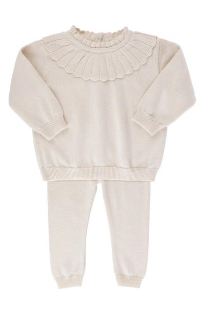 Feltman Brothers Babies' Scallop Collar Sweater & Pants Set In Ecru