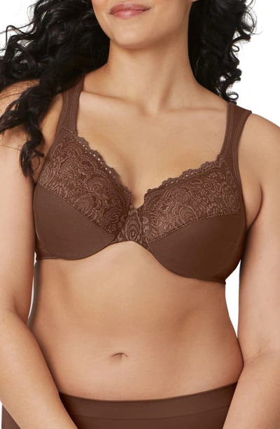 Glamorise Wonderwire® Low Cut Lace Underwire Bra In Mocha