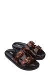 Melissa Double Strap Slide Sandal In Brown/ Tortoise