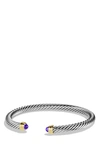 David Yurman Cable Classics Bracelet With Semiprecious Stones & 14k Gold, 5mm In Amethyst