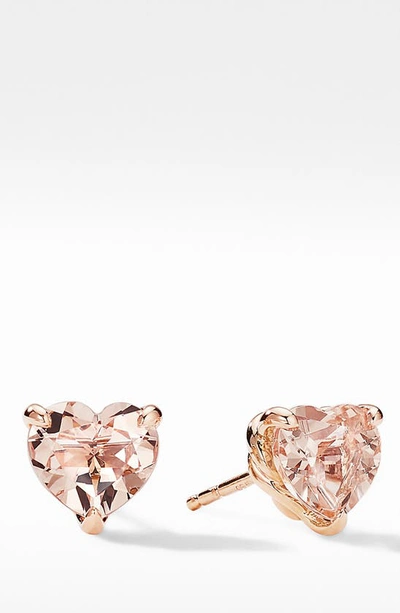 David Yurman Chatelaine Heart Stud Earrings In 18k Rose Gold With Morganite