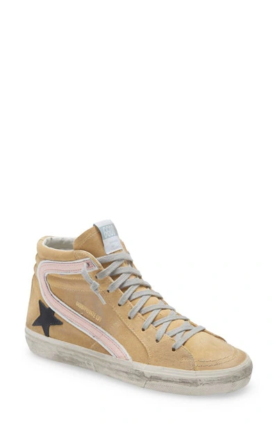 Golden Goose Slide High Top Sneaker In Sand/ Black/ Rose Quartz
