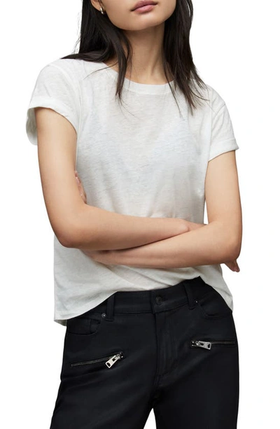 Allsaints Anna Cuff Sleeve Cotton T-shirt In Chalk White