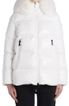 Moncler Laiche Quilted Hooded 750 Fill Power Down Jacket With Removable Faux Fur Trim In White