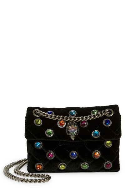 Kurt Geiger Mini Kensington Velvet Crossbody Bag In Charcoal