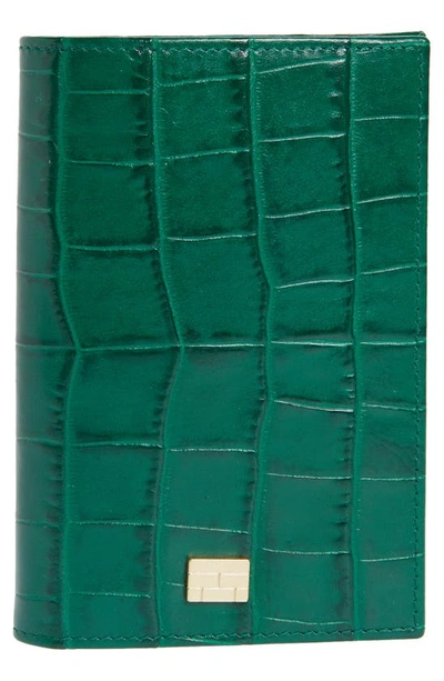 Frame Passport Cover In Emerald Croco