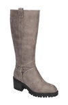 Bella Vita Women's Lorielle Lug Sole Wide Calf Tall Boots Women's Shoes In Grey