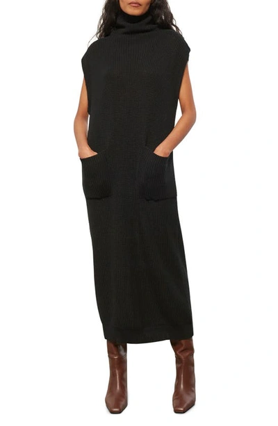 Mara Hoffman + Net Sustain Fadia Ribbed Organic Cotton Turtleneck Dress In Black