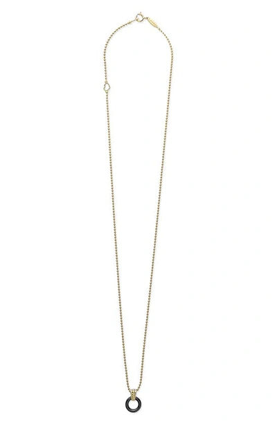 Lagos Meridian 18k Yellow Gold Black Caviar Ceramic 9mm Circle Pendant Necklace, 18 In Ceramic Black