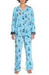 Pj Salvage Flannel Pajamas With Headband In Aqua