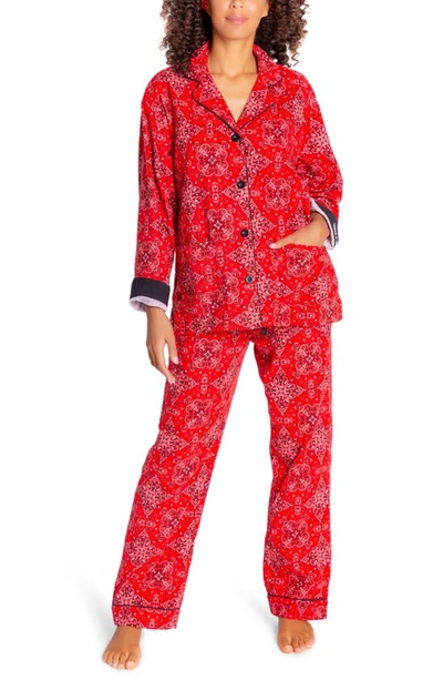 Pj Salvage Flannel Pajamas With Headband In True Red