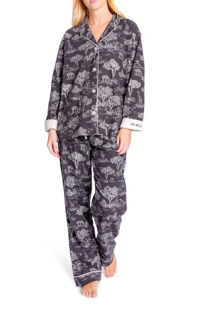 Pj Salvage Flannel Pajamas With Headband In Slate