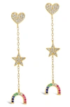 Sterling Forever Sterling Silver Fai Cz Charm Dangle Earrings In Gold