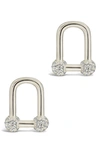 Sterling Forever Sterling Silver Ramzee Cz Stirrup Chain Stud Earrings In Silver
