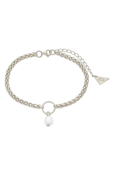 Sterling Forever Leona Freshwater Pearl Chain Bracelet In Silver