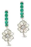 STERLING FOREVER CLOVER MICRO HOOP EARRINGS,E2CS2104H