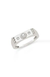Sterling Forever Women's Sterling Silver Imitation Pearl And Cubic Zirconia Bar Ring In Silver