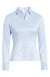 Hugo Boss Bashina Side Zip Long Sleeve Blouse In Light Blue